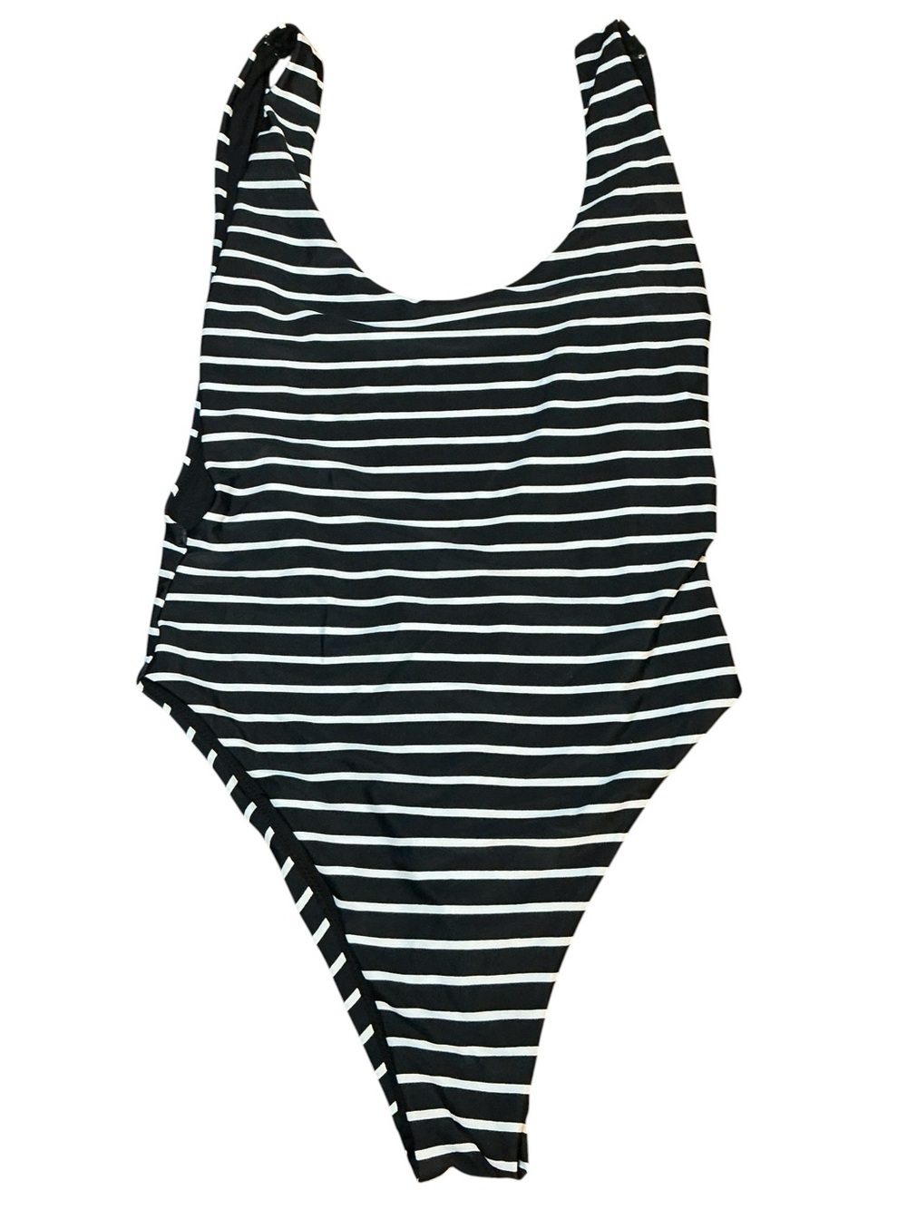 Striped Black & White One-Piece Swimsuit